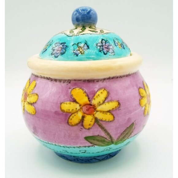 Ceramic Creamer w Lid Sue Zipkin Design Sango Birds & The Bees 3.5 Inch Vibrant - Picture 5 of 15